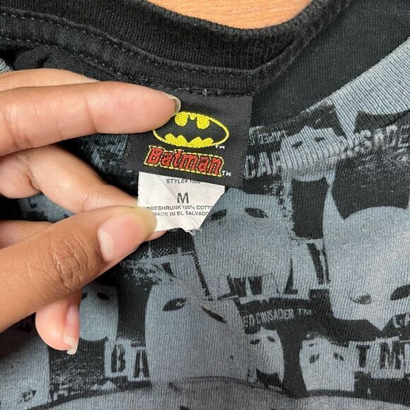 Batman Mens Blue Caped Crusader Bat Signal Allover Print Short Sleeve Tee Medium - Picture 6 of 8